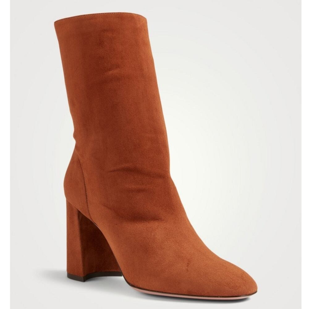 Aquazzura So Boogie Boots Suede Leather Brown Block Heel Anke Sz 40 / 10